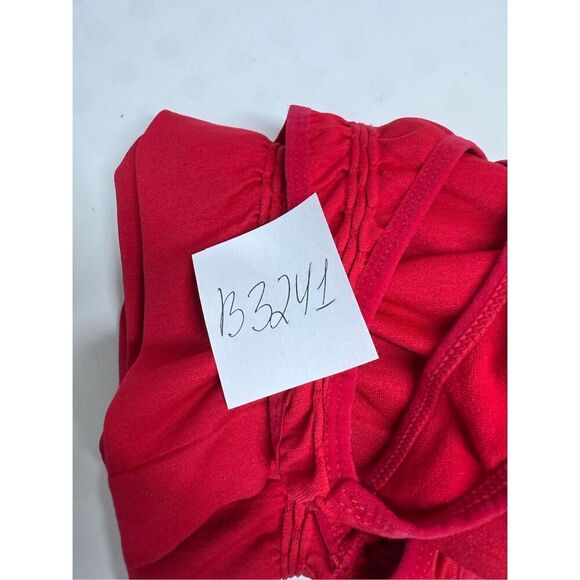 Grip Women’s Tank Top Full Rhinestone Trim Zip Ruched Stretch One Size Red - Picture 9 of 9
